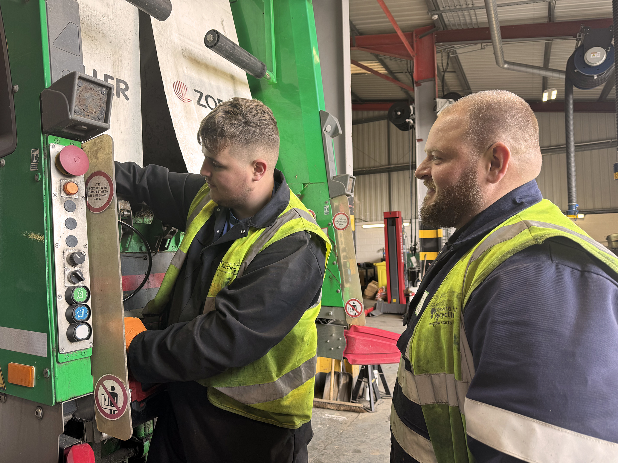 Mentor Scott shows apprentice Rhys the ropes