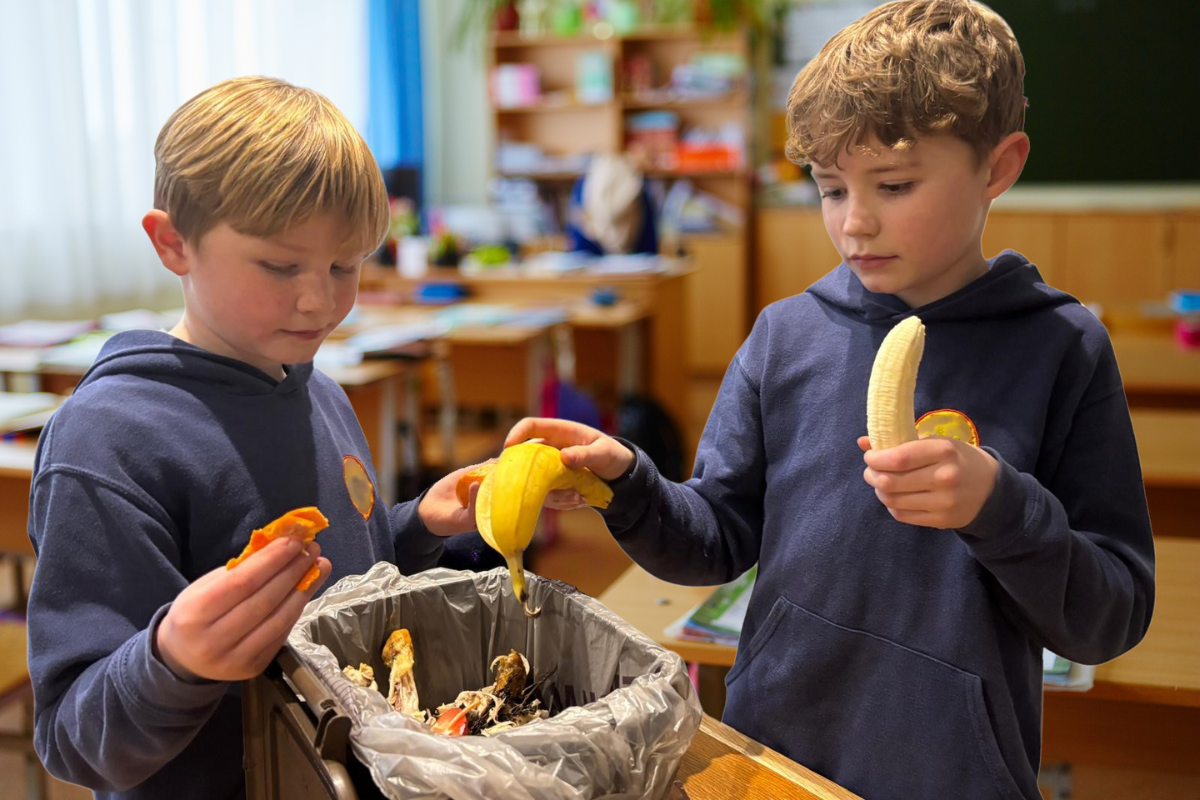 School canteen with food waste