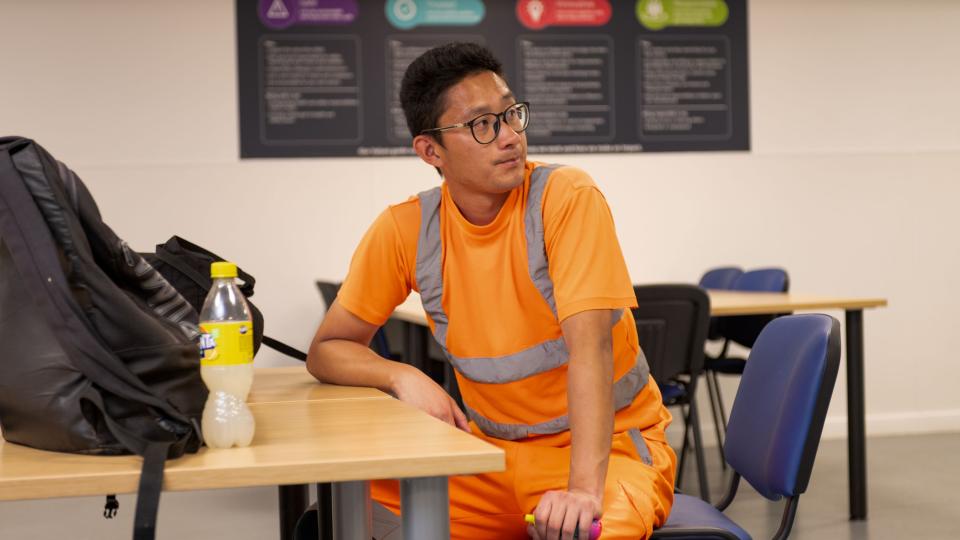 Loader sat at a table