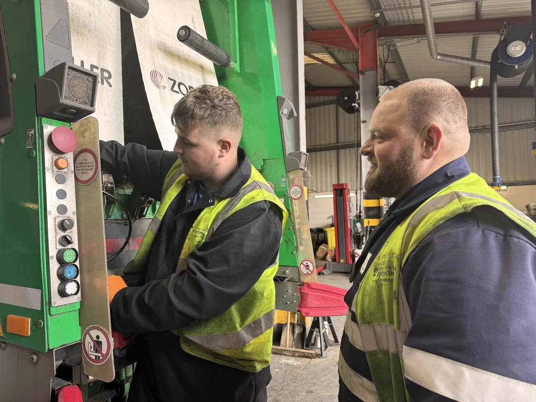 Mentor Scott shows apprentice Rhys the ropes